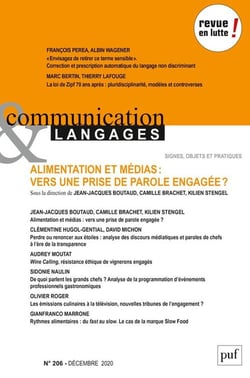 Communication et langages, 2020-4 (n° 206) : Alimentation et médias : vers une prise de parole engagée ?
