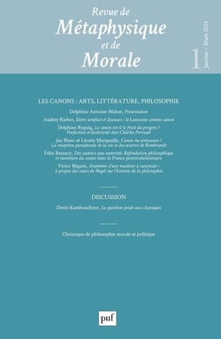 Revue de métaphysique et de morale n.1 : Les canons : Arts, littérature, philosophie