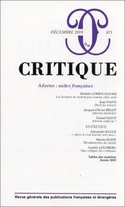 Revue Critique n.871 : Adorno : suites françaises