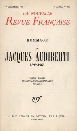 La nouvelle revue francaise t.156 - hommage à jacques audiberti - 1899-1965