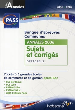 Concours pass - annales 2006 - sujets et corrigés