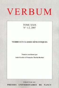 VERBUM n.29/1.2 : verbes et classes sémantiques