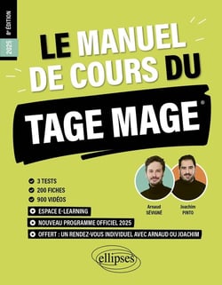 Le manuel de cours du TAGE MAGE : 3 tests blancs + 200 fiches de cours + 700 questions + 700 vidéos