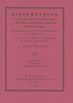 Dissertation sur les dangers de la privation et de l'abus des plaisirs vénériens chez les femmes : présentée et soutenue à l'école de médecine de Paris, le 9 brumaire an 14