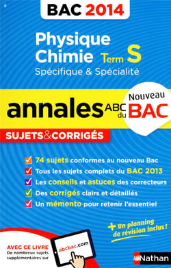 ANNALES BAC 2014 PHYS/CHIMIE TERM S SPECIFIQUE & SPECIALITE SUJETS & CORRIGES N06