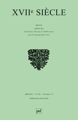 Revue XVIIe siècle n.252 : la recherche dix-septièmiste au Canada