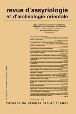 REVUE D'ASSYRIOLOGIE ET D'ARCHEOLOGIE ORIENTALE n.106