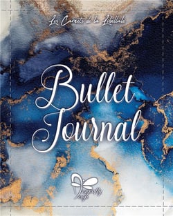 Bullet journal - marbre ocean - carnet a spirales, 200 pages pointillees, 17x22cm