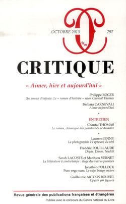 Revue Critique n.797 : aimer, hier et aujourd'hui