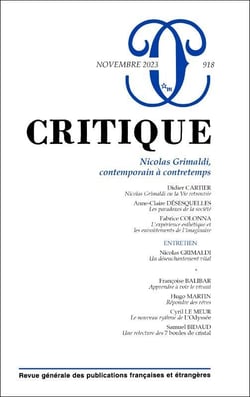 Revue Critique n.918 : Nicolas Grimaldi, contemporain à contretemps