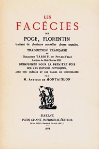 Les facécies de Poge, Florentin traitant de plusieurs nouvelles choses morales