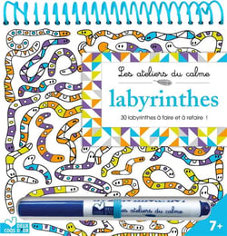 Labyrinthes - bloc à spirale avec feutre effaçable