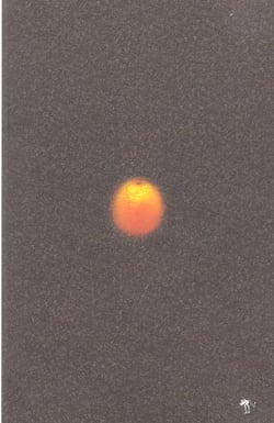 Une orange roulant sur le sol d'un parking