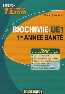 Biochimie - ue1 - 1ère année santé - cours, exercices, annales et qcm corrigés (3e édition)