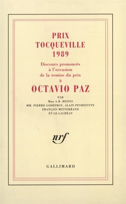 Discours prononces a l'occasion de la remise du prix tocqueville 1989 a octavio paz
