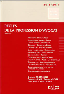 REGLES DE LA PROFESSION D'AVOCAT 2018/2019