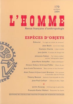 Revue l'homme n.170 - espèces d'objets