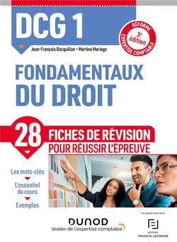 DCG 1 : fondamentaux du droit - 28 fiches de révision pour réussir l'épreuve (3e édition)