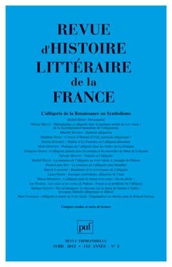 REVUE D'HISTOIRE LITTERAIRE DE LA FRANCE n.2012/2 : l'allégorie de la Renaissance au Symbolisme