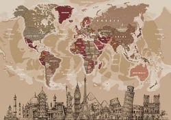 Carte du monde avec monuments 100 cm x 70 cm