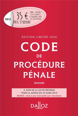 Code de procédure pénale (édition 2020)