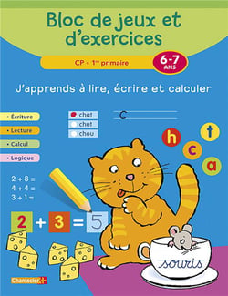 BLOC DE JEUX ET D'EXERCICES : j'apprends à lire, écrire et calculer - CP, 1re primaire
