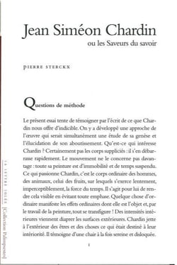 Jean Siméon Chardin ou la saveur du savoir