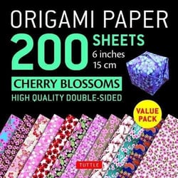 Origami paper 200 sheets cherry blossoms 6 inches 15 cm