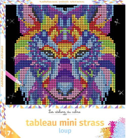 Tableau mini strass loup - boîte avec accessoires