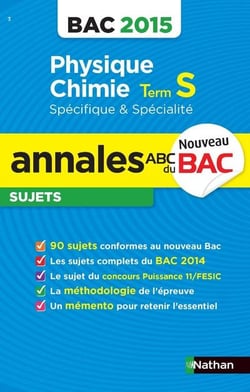 Annales bac 2015 physique-chimie term s - specifique & specialite sujets n03