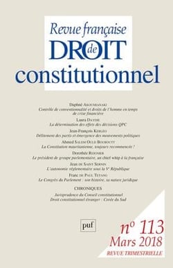 Revue française de droit constitutionnel n.113 (édition 2018)