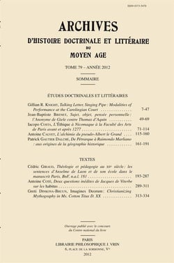 Archives d'histoire doctrinale et littéraire du Moyen Age t.79