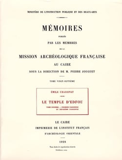 Le temple d'edfou tome diXIeme fascicule 1 réédition premier