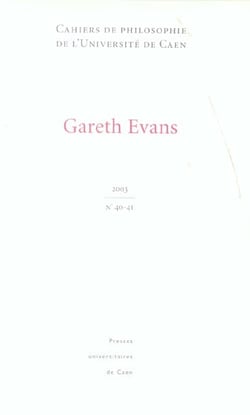 Cahiers de philosophie n.40/41 : Gareth Evans