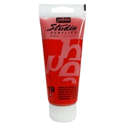Tube 100 ml de peinture Studio Acrylics High Viscosity Pébéo - Vermillon - Fine - Transparent
