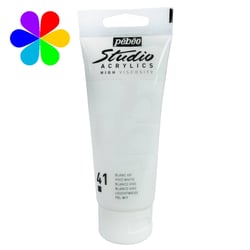 Tube 250 ml  de peinture acrylique Pébéo - Studio Acrylics High Viscosity - blanc vif