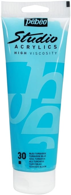 Tube 250 ml  de peinture acrylique Pébéo - Studio Acrylics High Viscosity - bleu turquoise