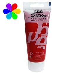 Tube 250 ml  de peinture acrylique Pébéo - Studio Acrylics High Viscosity - carmin naphtol