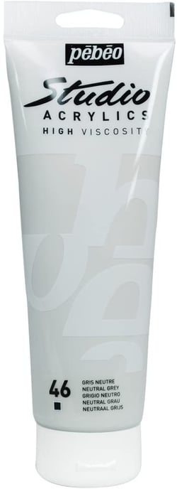 Tube 250 ml  de peinture acrylique Pébéo - Studio Acrylics High Viscosity - gris neutre