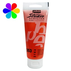Tube 250 ml  de peinture acrylique Pébéo - Studio Acrylics High Viscosity - orange jaune iridescent
