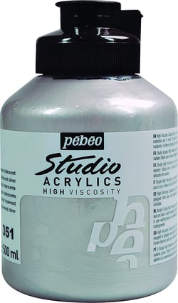 Pot 500 ml de peinture Pébéo - Studio Acrylics High Viscosity - Argent - Fine - Opaque