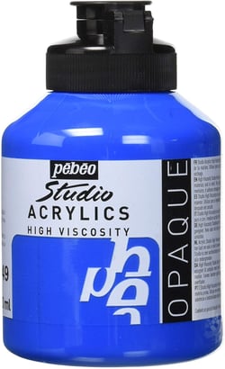 Pot 500 ml de peinture Pébéo - Studio Acrylics High Viscosity - Cyan primaire - Fine - Opaque