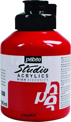Pot 500 ml de peinture Pébéo - Studio Acrylics High Viscosity - Magenta primaire - Fine - Opaque