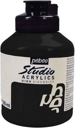 Pot 500 ml de peinture Pébéo - Studio Acrylics High Viscosity - Noir de mars - Fine - Opaque