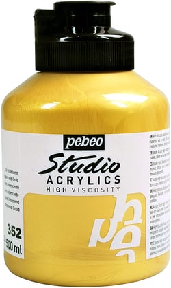 Pot 500 ml de peinture Pébéo - Studio Acrylics High Viscosity - Or - Fine - Opaque