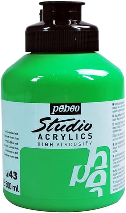 Pot 500 ml de peinture Pébéo - Studio Acrylics High Viscosity - Vert de cadmium moyen - Fine - Opaque