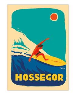 Affiche Hossegor surfeur - 50 x 70 cm