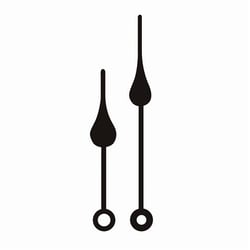 2 aiguilles horloge gouttes 7 et 9.5 cm