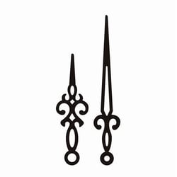 2 aiguilles horloge rétro 7.5 et 10 cm