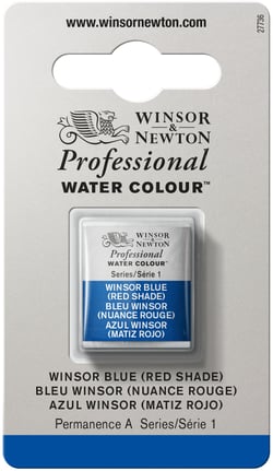 1/2 godet - Peinture aquarelle Winsor & Newton - Bleu Winsor (ombre rouge) n°709 - Extra fine - Transparent